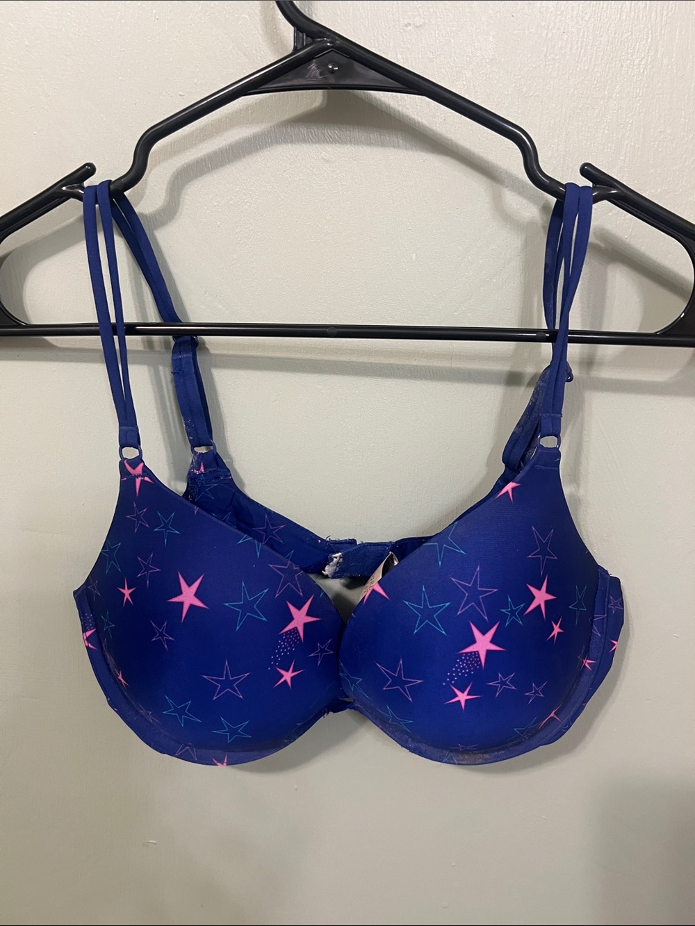 Victoria's Secret Navy Blue Bra with Pink Star Print